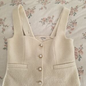 Reformation Cream Buttoned Sleeveless Top